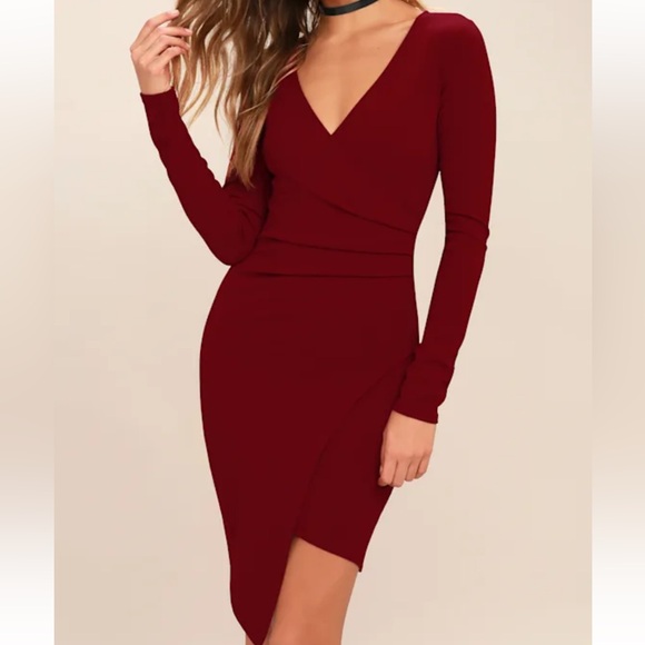 Lulus Dresses & Skirts - Lulu's Dark Red Long Sleeve Bodycon Dress